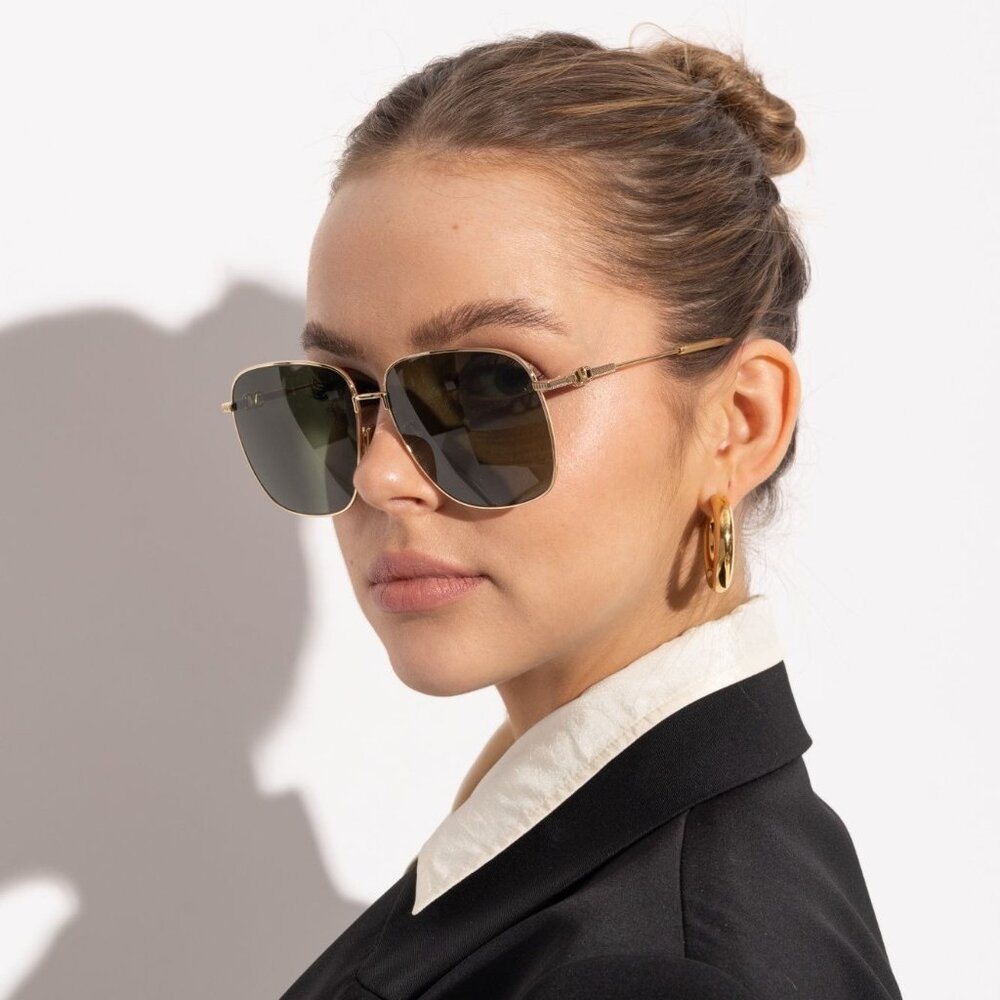 NEW VALENTINO SUNGLASSES GOLD/GREEN UNISEX EYEWEAR VALENTINO VLS-171A